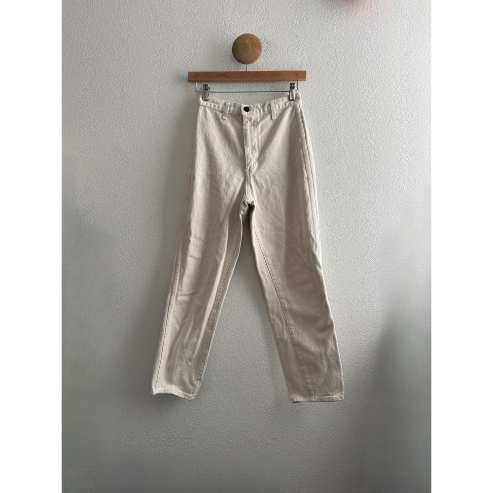 OZMA Jessie High Waisted Straight Leg Cream Denim Pants Size 25